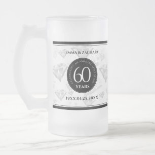Elegant 60:e Diamond Bröllop-årsdagen Frostat Ölglas