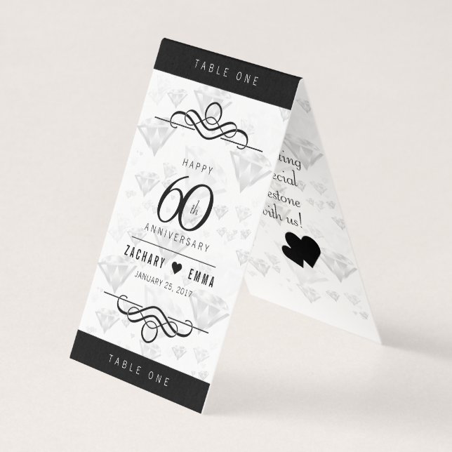 Elegant 60:e Diamond Bröllop-årsdagen Kort (Framsida)