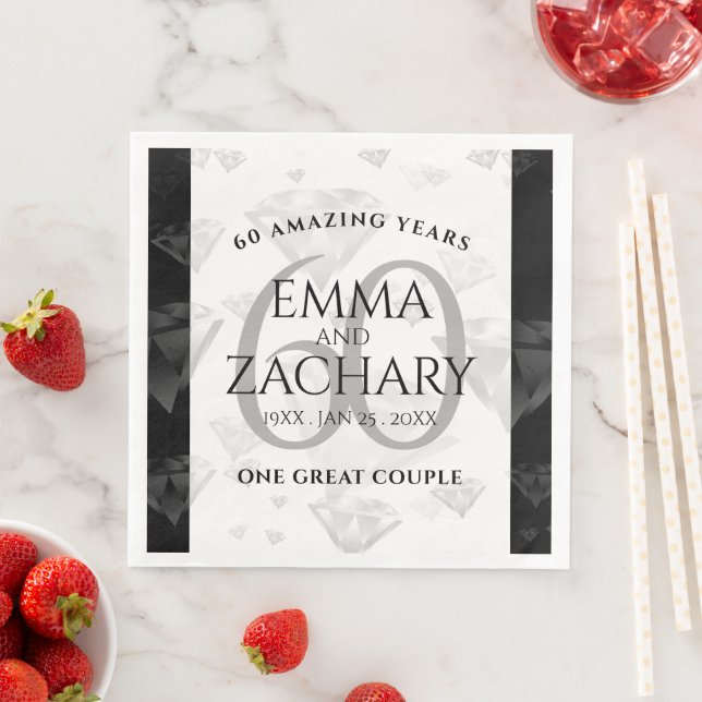 Elegant 60:e Diamond Bröllop-årsdagen Pappersservett (Insitu)