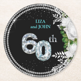 Elegant 60:e Diamond Bröllop-årsdagen Underlägg Papper Rund