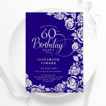Elegant 60:e födelsedag Lila Ro Silver Inbjudningar<br><div class="desc">Lila silver blommigt 60 födelsedagsfest inbjudan. Elegantens utformning med ro,  faux silver-folie och typsnitt för typsnitt. Trendig inbjudan-kortets perfekt för en snyggt kvinnlig dag firande. Kan anpassas till vilken ålder som helst. Anpassa med dina egna detaljer. Skrivna Zazzle-inbjudningar eller digital utskrivbar mall för omedelbar nedladdning.</div>