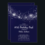 Elegant 60:e födelsedag Stars marinblå Inbjudningar<br><div class="desc">Elegant faux silver glitter-stjärnor som rinner över en djup midnattsbakgrund i blå himmel,  dessa födelsedagsfest inbjudan är perfekt för vilken ålder som helst i firande eller ändrar ordalydelsen för ert särskilda tillfälle. MATCHING-objekt i vår butik.</div>