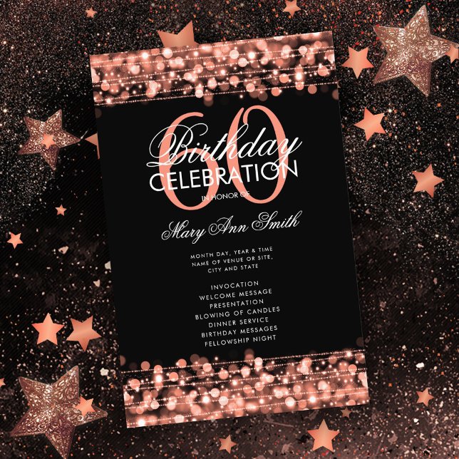 Elegant 60:e Födelsedagsfesten Program Ro Guld Men (Skapare uppladdad)
