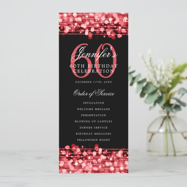 Elegant 60:e Födelsedagsfesten Red Inbjudningar (Stående Fram)