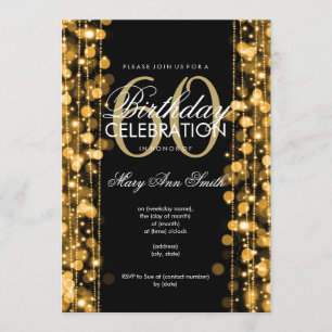 Elegant 60:e Födelsedagsfesten Sparkles Guld Inbjudningar