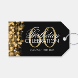 Elegant 60:e Födelsedagsfesten Sparkles Guld Presentetikett