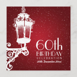 Elegant 60:e Födelsedagsfesten Vintage lampa röd Inbjudningar