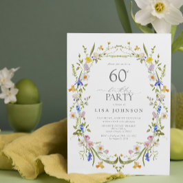 Elegant 60:e Födelsedagsfestens Blommigt Vattenfär Inbjudningar