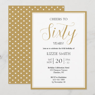 Elegant 60:e födelsedagsinbjudan Svart och Guld Inbjudningar