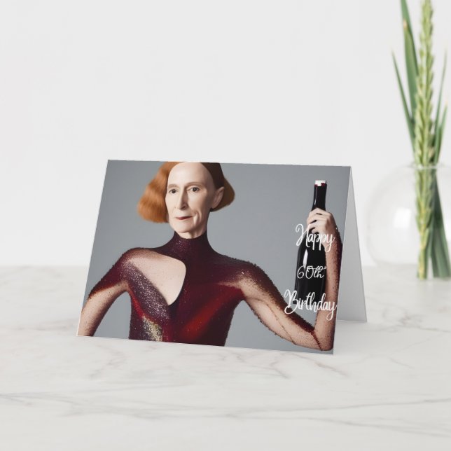 Elegant 60:e födelsedagskort för Vin Mamma Kort (Framsida)