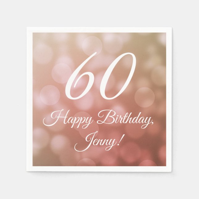 Elegant 60:e födelsedagslöjor för henne i Rosa Pappersservett (Framsidan)