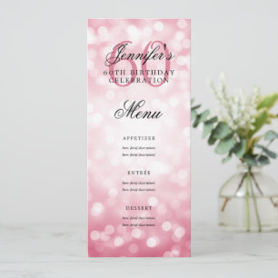 Elegant 60:e födelsedagsmenyn Rosa Bokeh Ljus Inbjudningar