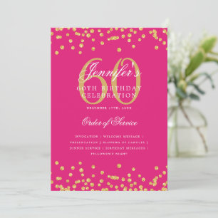 Elegant 60:e födelsedagsprogrammet Menu Guld Shock Inbjudningar