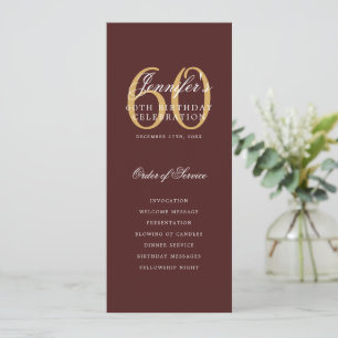 Elegant 60:e Guld Burgundy-menyn+Tack Inbjudningar