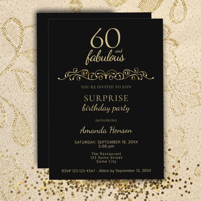 Elegant 60 och Fabulous Ornament 60 Birthday Inbjudningar (Skapare uppladdad)