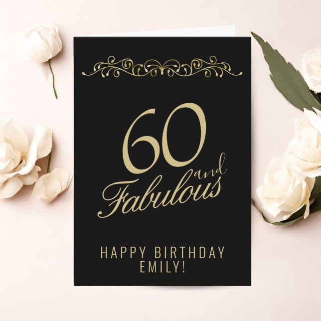 Elegant 60 och Fabulous Ornament 60 Birthday Kort (Skapare uppladdad)