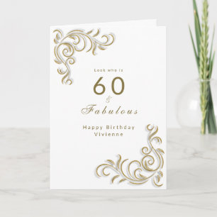 Elegant 60 och fantastisk födelsedag guld rulla kort