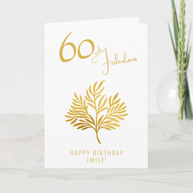 Elegant 60 och fantastiska Golden Kvistar 60-årsda Kort (Framsida)