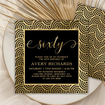 Elegant 60 skript svart och 60:e födelsedagen Guld