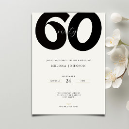 Elegant 60th Birthday Invitation - Minimal Style Inbjudningar