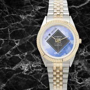 Elegant 65e Blue Sapphire Bröllop-årsdagen Armbandsur