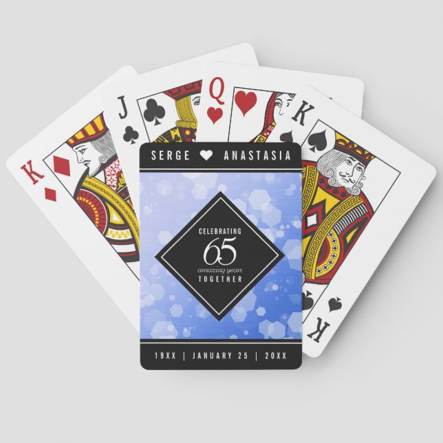 Elegant 65e Blue Sapphire Bröllop-årsdagen Casinokort (Baksidan)
