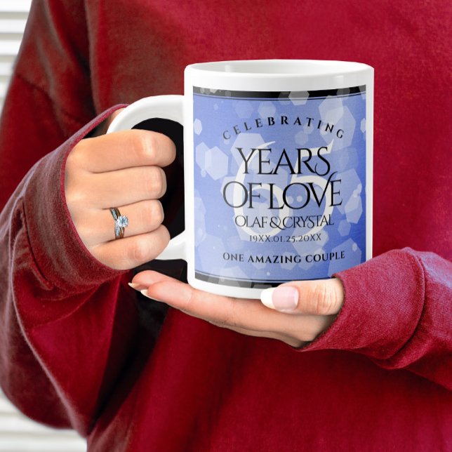 Elegant 65e Blue Sapphire Bröllop-årsdagen Jumbo Mugg (65th Blue Sapphire Wedding Anniversary Jumbo Coffee Mug Cover Photo.)