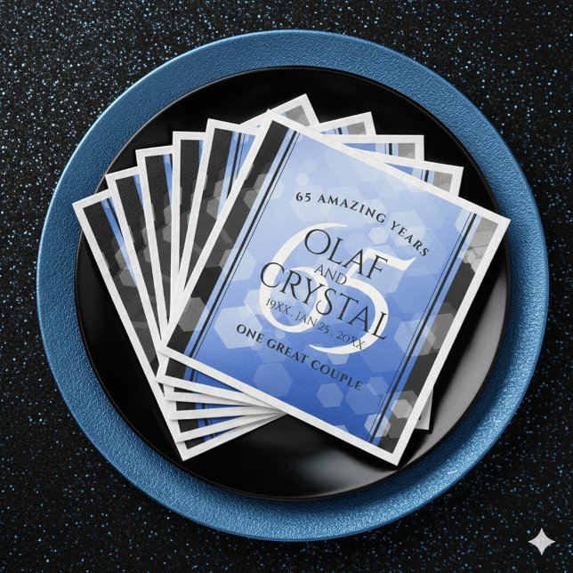 Elegant 65e Blue Sapphire Bröllop-årsdagen Pappersservett (Elegant 65th Blue Sapphire Wedding Anniversary Napkins Cover Photo)