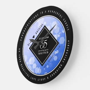 Elegant 65e Blue Sapphire Bröllop-årsdagen Stor Klocka