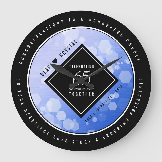 Elegant 65e Blue Sapphire Bröllop-årsdagen Stor Klocka (Framsida)