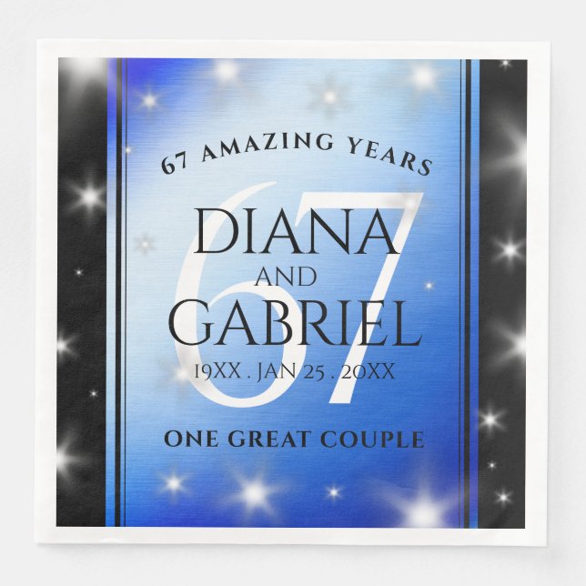 Elegant 67:e årsdagen för Star Sapphire Bröllop Pappersservett (Framsida)