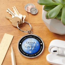 Elegant 67:e årsdagen för Star Sapphire Bröllop Rund Silverfärgad Nyckelring