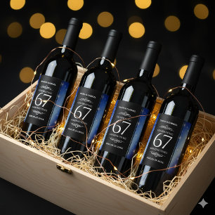 Elegant 67:e årsdagen för Star Sapphire Bröllop Vinflaska Etikett