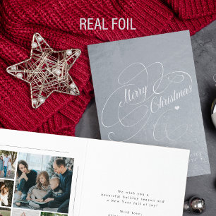 Elegant 6-familjens foton God jul-skript Foi Folierat Kort