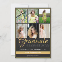 Elegant 6 Fotokollage Black och Guld Studenten