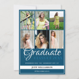 Elegant 6 Fotokollage Blue och White Studenten Meddelande