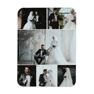 Elegant 6 Photo Bröllop Collage Keepsak Magnet