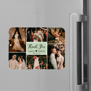 Elegant 6 Photo Collage Bröllop Tack Magnet