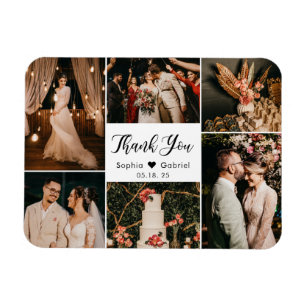 Elegant 6 Photo Collage Bröllop Tack Magnet