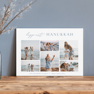 Elegant 6 Photo Collage Happiest Hanukkah Julkort