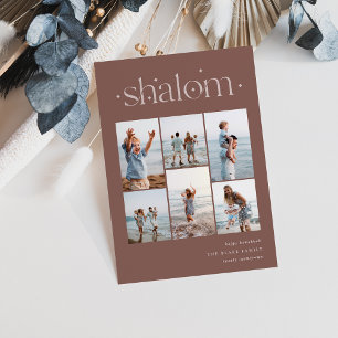 Elegant 6 Photo Collage Shalom Hanukkah Julkort