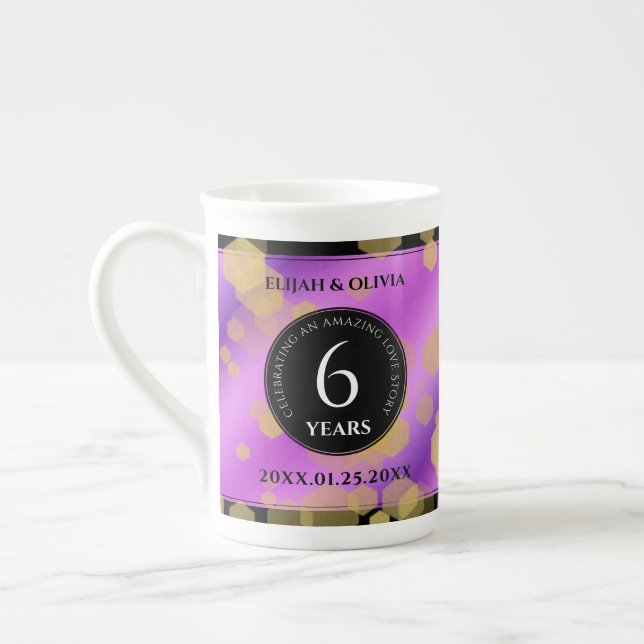 Elegant 6e Amethyst Bröllop-årsdagen Benporslin Mugg (Vänster)