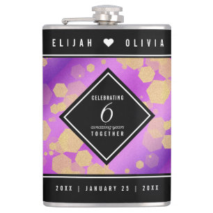 Elegant 6e Amethyst Bröllop-årsdagen Fickplunta