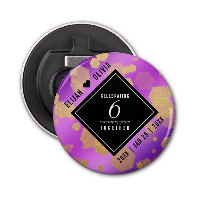 Elegant 6e Amethyst Bröllop-årsdagen Flaska Op Flasköppnare (Framsidan)