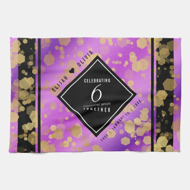 Elegant 6e Amethyst Bröllop-årsdagen Kökshandduk (Horisontell)