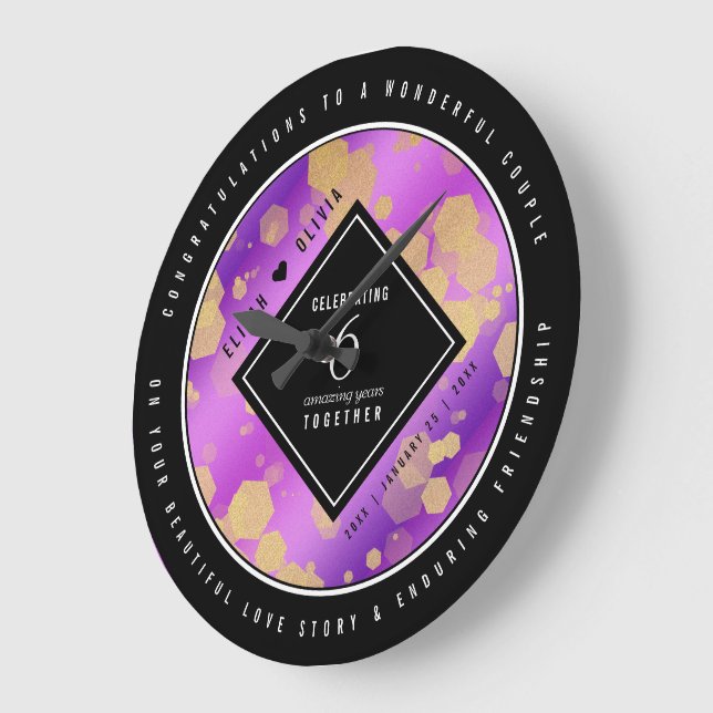 Elegant 6e Amethyst Bröllop-årsdagen Stor Klocka (Vinkel)
