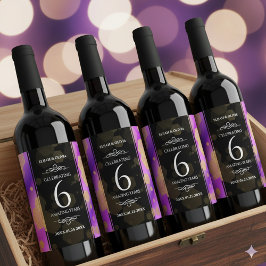 Elegant 6e Amethyst Bröllop-årsdagen Vinflaska Etikett