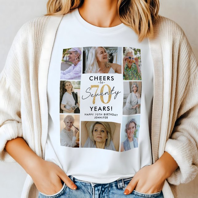 Elegant 70-års födelsedags fotokollage T-shirt (Skapare uppladdad)