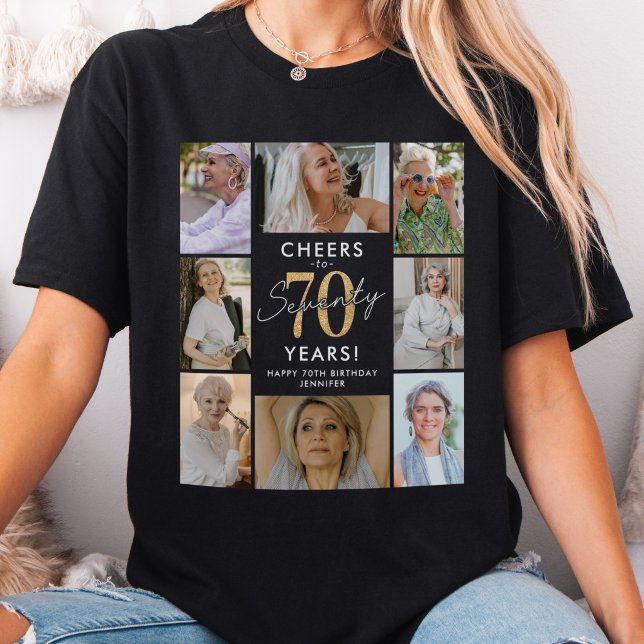 Elegant 70-års födelsedags fotokollage T-shirt (Skapare uppladdad)