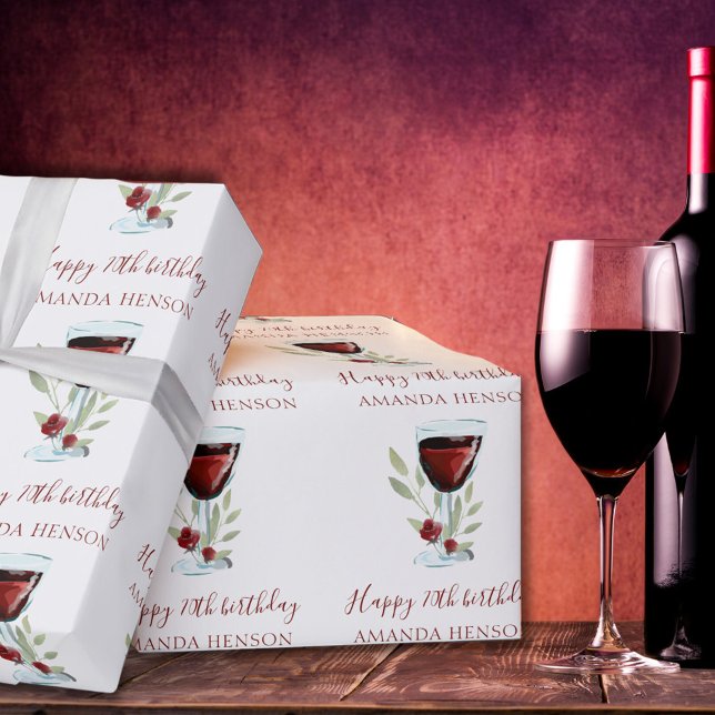 Elegant 70-årsdag Rött Vin  Presentpapper (Skapare uppladdad)